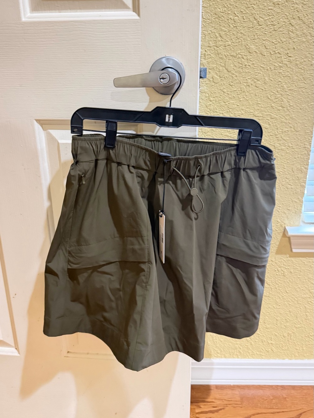 Women's Olive Green Drawstring Cargo Bermuda Shorts